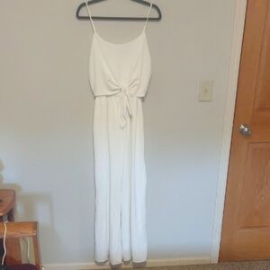White Front Tie Jumpsuit
